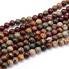 Natural Polychrome Jasper/Picasso Stone/Picasso Jasper Round Bead Strands X-G-J303-16-6mm-1