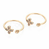 Brass Micro Pave Clear Cubic Zirconia Peg Bails Cuff Finger Ring Settings X-KK-S360-014-NF-2