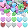 100Pcs 10 Colors Heart Food Grade Silicone Beads SIL-PA0001-09A-1