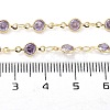 Handmade Lilac Glass Flat Round Link Chains KK-F871-57G-2