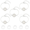 5Pcs 304 Stainless Steel Flat Round Cabochon Setting Bracelets DIY-BBC0001-72-1