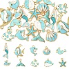 20Pcs 10 Styles Sea Animal Alloy Enamel Pendants ENAM-YW0004-36-1