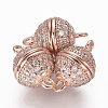 Brass Micro Pave Cubic Zirconia Magnetic Clasps with Loops ZIRC-L082-B-01-RG-1