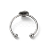 Non-Tarnish Adjustable 304 Stainless Steel Finger Rings Components STAS-K278-04B-P-3