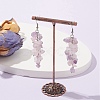 Natural Rose Quartz & Amethyst Chip Beaded Dangle Earrings EJEW-JE05369-3