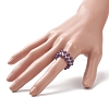 Natural Amethyst & Glass Braided Beaded Stretch Ring for Women RJEW-JR00546-02-3