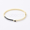 Enamel Teardrop Hinged Bangle with Cubic Zirconia BJEW-G673-01G-01-1