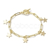 Golden 304 Stainless Steel Charm Bracelets with Brass Paperclip Chains BJEW-JB10031-01-1