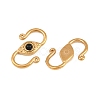 304 Stainless & Natural Obsidian S-Hook Clasps SA-CBA3073-02G-01-3