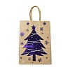 Christmas Theme Blue Printed Kraft Paper Tote Bags with Handles ABAG-B006-04B-1