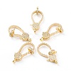 Brass Micro Pave Clear Cubic Zirconia Lobster Claw Clasps ZIRC-I043-35G-1