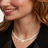 CCB Plastic & White Round Glass Pearl Beaded Double Layer Ball Pendant Necklaces NJEW-LP0007-31-1