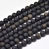 Frosted Natural Golden Sheen Obsidian Round Bead Strands G-F266-04-8mm-1