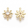 Brass Cubic Zirconia Links connectors KK-T050-25G-NF-2