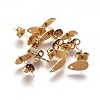 Ion Plating(IP) 304 Stainless Steel Stud Earring Findings STAS-O119-12B-G-1