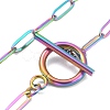 Ion Plating(IP) 304 Stainless Steel Paperclip Chain Bracelets BJEW-O186-02MC-2