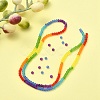 Rainbow Color 7 Colors Transparent Frosted Glass Beads Strands FGLA-YW0001-01-5