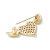 Brass Micro Pave Clear Cubic Zirconia Brooch Findings JEWB-YW0001-02G-2