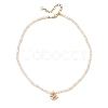 Brass Enamel Pink Rocking Horse Pendant Natural Cultured Freshwater Pearl Beaded Necklaces for Women NJEW-JN06163-3