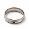 Non-Tarnish 201 Stainless Steel Grooved Finger Ring Settings STAS-P323-05P-2