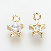 Brass Cubic Zirconia Charms KK-R015-108G-2