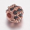Brass Micro Pave Cubic Zirconia Beads ZIRC-E143-17RG-B-2