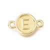 Brass Disc with Initial Links Connector Charms KK-E802-36G-E-1