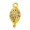 Brass Micro Pave Clear Cubic Zirconia Hollow Oval Connector Charms KK-A230-05A-G-1