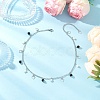 Natural Black Agate(Dyed & Heated) & Natural Pearl & 304 Stainless Steel Heart Tassel Curb Chain Necklaces NJEW-JN05342-1