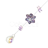 Glass Flower Hanging Suncatchers HJEW-P018-E01-2