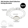 5Pcs 304 Stainless Steel Flat Round Cabochon Setting Bracelets DIY-BBC0001-72-2