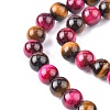 Natural Rose Tiger Eye(Dyed & Heated) and Yellow Tiger Eye(Dyed & Heated) Beads Strands X-G-G101-8mm-1-2