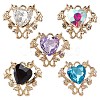 5Pcs 5 Colors Glass Rhinestone Pendants ALRI-YW0001-20-1