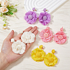 4 Pairs 4 Colors Bohemian Style Raffia Flower Dangle Stud Earrings with Iron Pins EJEW-FI0002-26-3