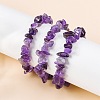 Unisex Chip Natural Amethyst Beaded Stretch Bracelets BJEW-S143-13-4