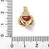 Brass with Glass Dark Red Sacred Heart Connector Charms KK-L253-27G-4