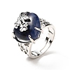 Natural & Synthetic Gemstone Adjustable Rings RJEW-P043-03P-5
