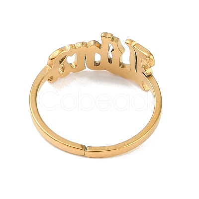 Ion Plating(IP) 304 Stainless Steel Constellation Open Cuff Ring for Women RJEW-C097-01G-11-1