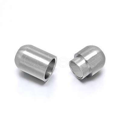 Tarnish Resistant Barrel 304 Stainless Steel Magnetic Clasps with Glue-in Ends X-STAS-D059-18C-1