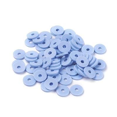 Flat Round Handmade Polymer Clay Beads CLAY-R067-8.0mm-32-1