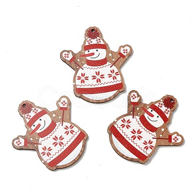 Single Face Christmas Printed Wood Big Pendants WOOD-D025-15-1