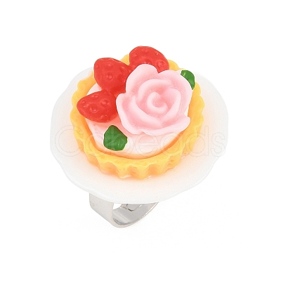 Afternoon Tea Resin & Plastic Adjustable Finger Rings for Women RJEW-K317-01G-1