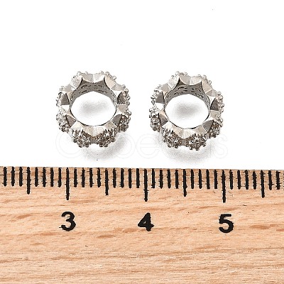 Wave Brass Micro Pave Cubic Zirconia European Beads KK-K300-07B-P-1