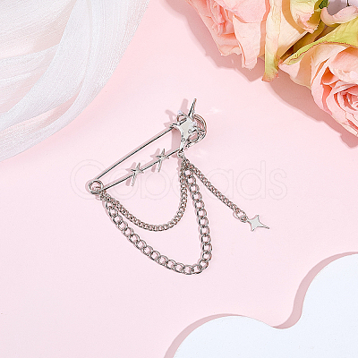 1Pc Star Alloy Hanging Chain Brooches JEWB-BM0001-05-1