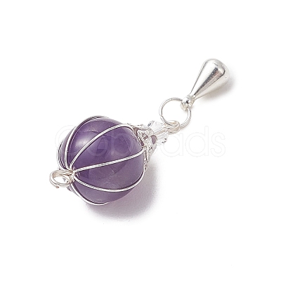 4Pcs 4 Styles Natural Carnelian & Rose Quartz & Green Aventurine & Amethyst Hot Air Balloon Pendants PALLOY-TA00227-1