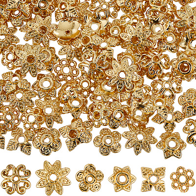 120Pcs 6 Style Alloy Bead Caps FIND-SC0008-73-1