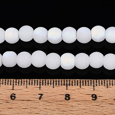 Frosted Imitation Jade Glass Beads Strands GLAA-T032-J6mm-MBB01-1
