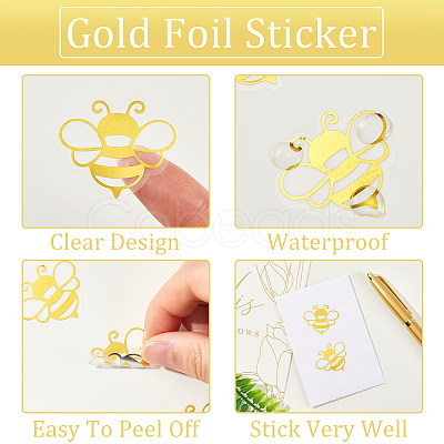 Honeycomb Gold Foil Self-adhesive Stickers DIY-WH20001-13A-1