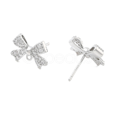 Brass Clear Cubic Zirconia Stud Earring Findings KK-A238-02A-P-1