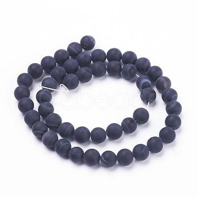 Natural Dyed & Heated Black Striped Agate/Banded Agate Beads Strands G-F520-50-6mm-1